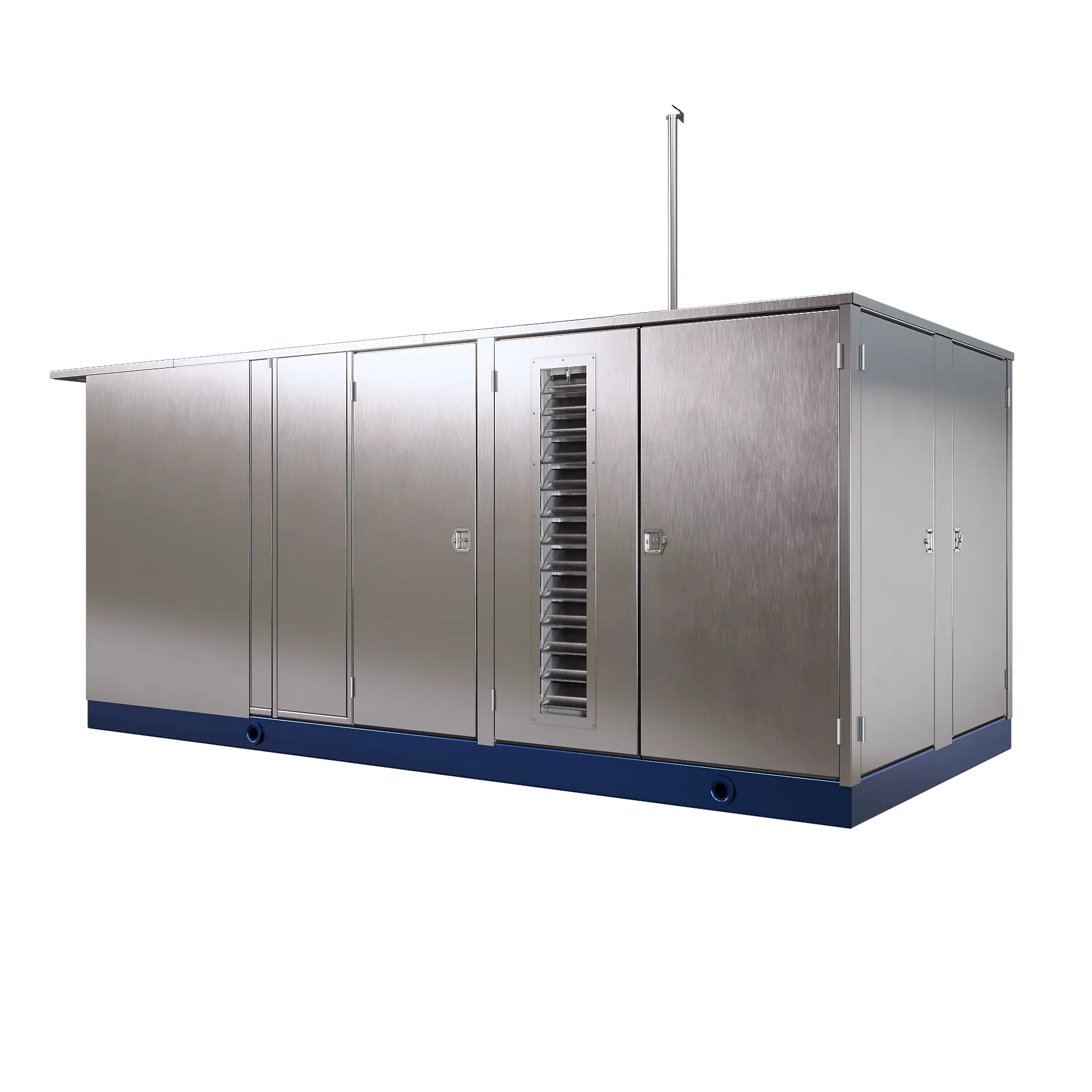 IMW standard CNG compressor station — stainless-steel enclosure on a blue skid