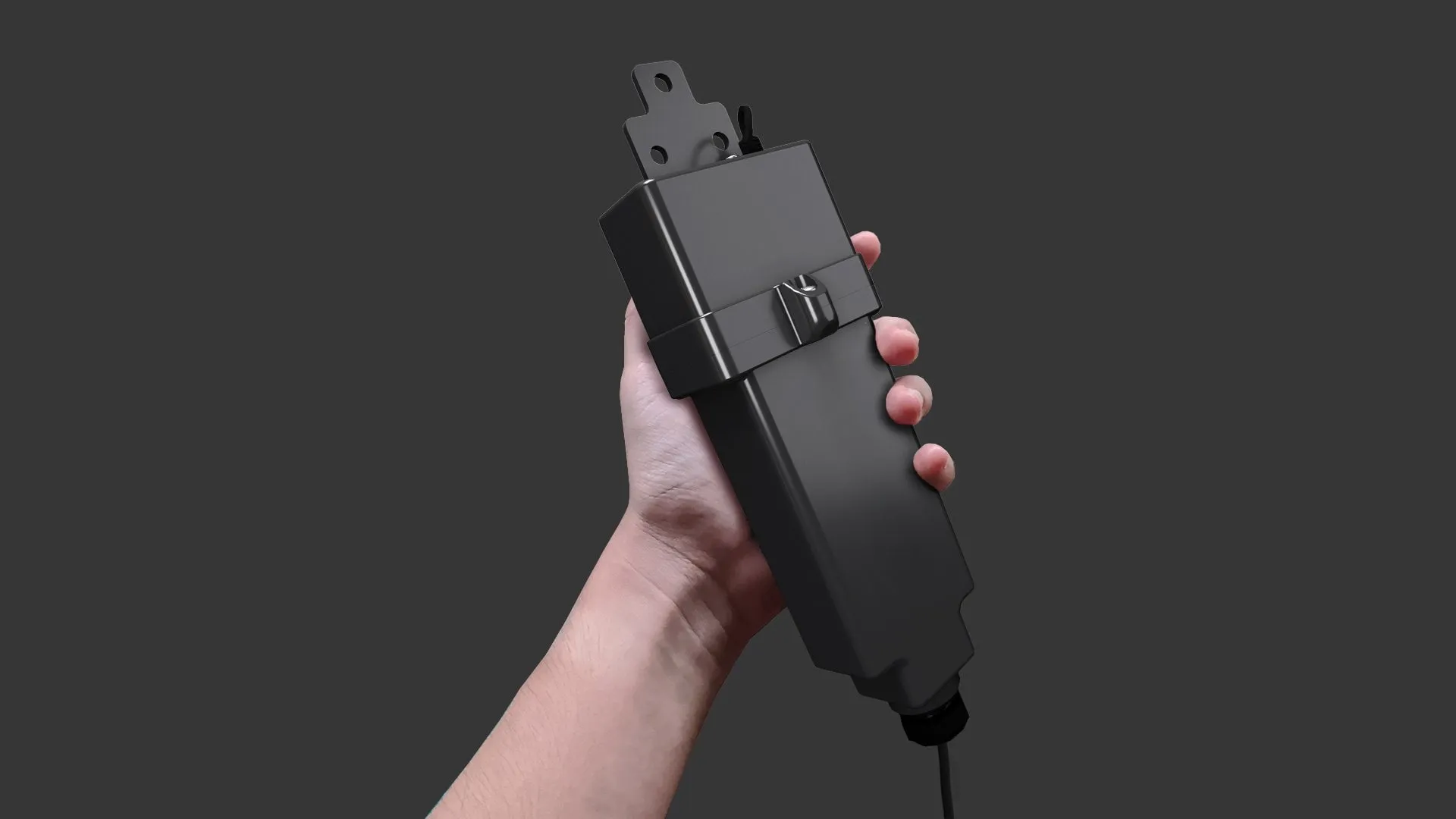 Final device held in hand showing scale and ergonomics