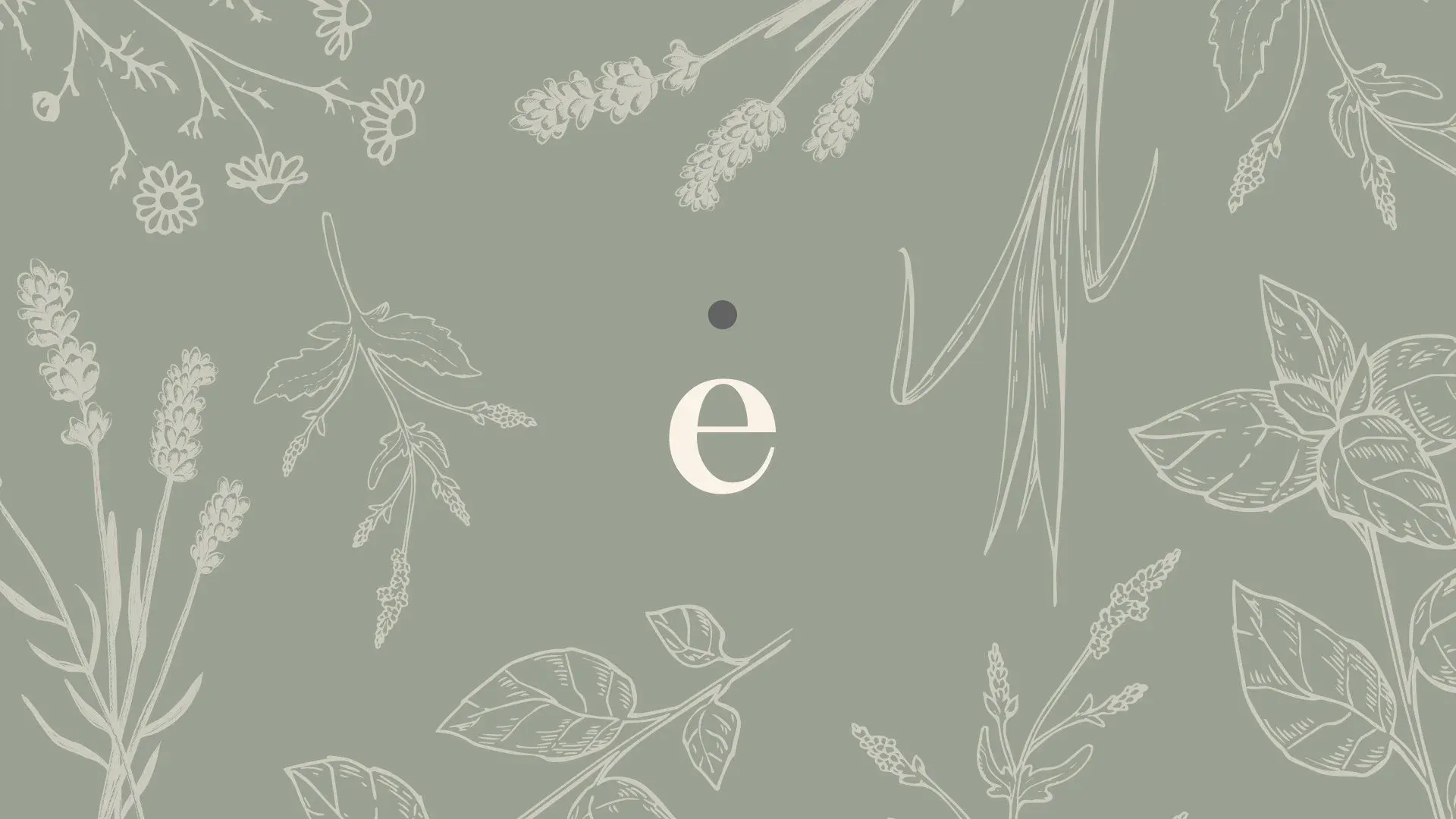 Évoquer botanical line-art pattern with monogram on a sage green background