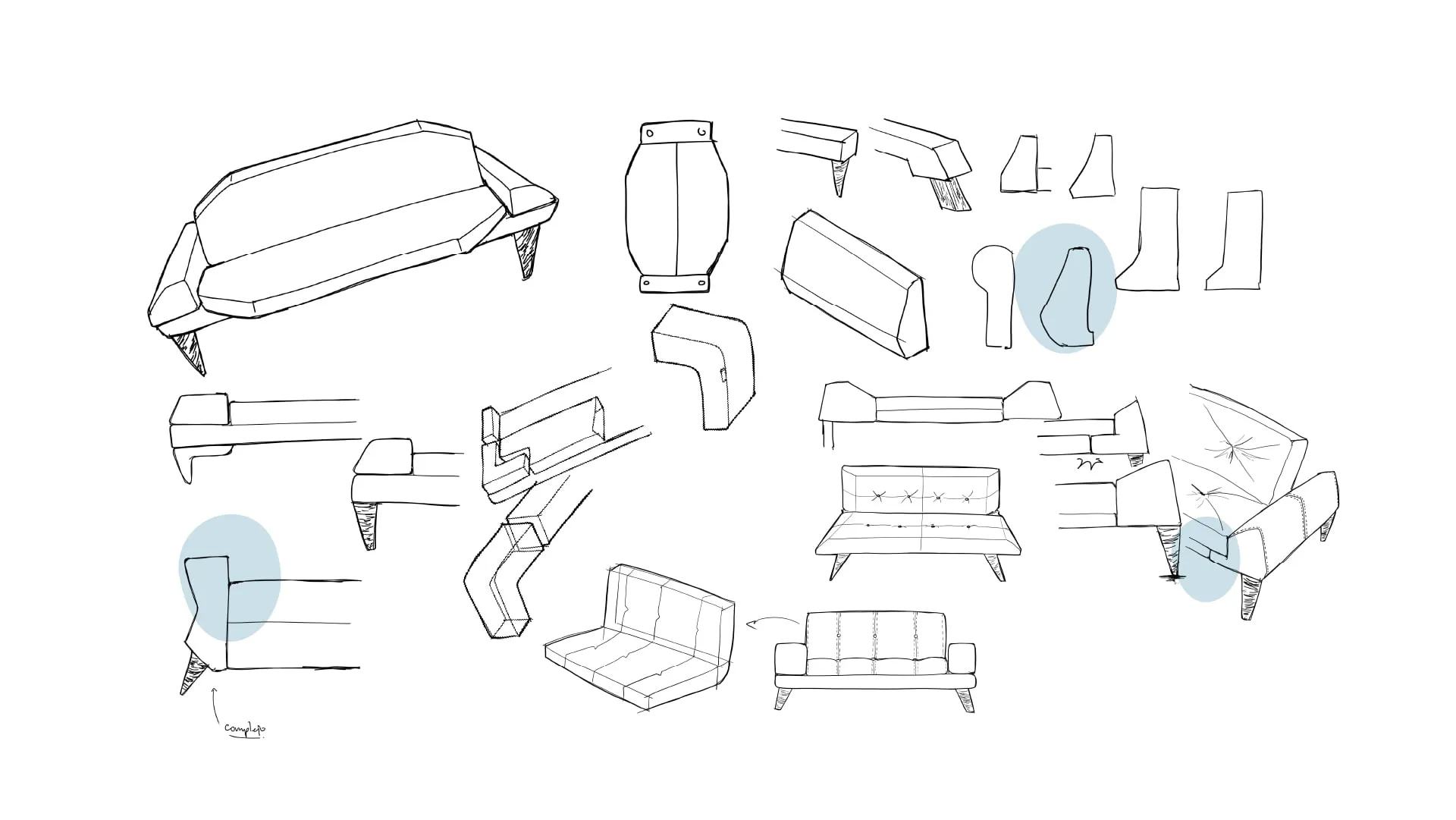 Kyoto sofa bed — concept sketches