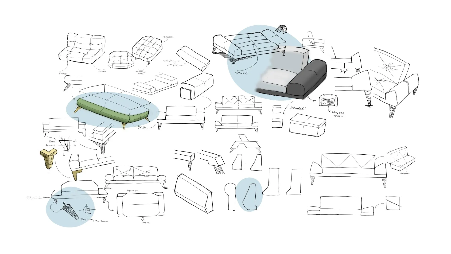 Malmo sofa bed — concept sketches
