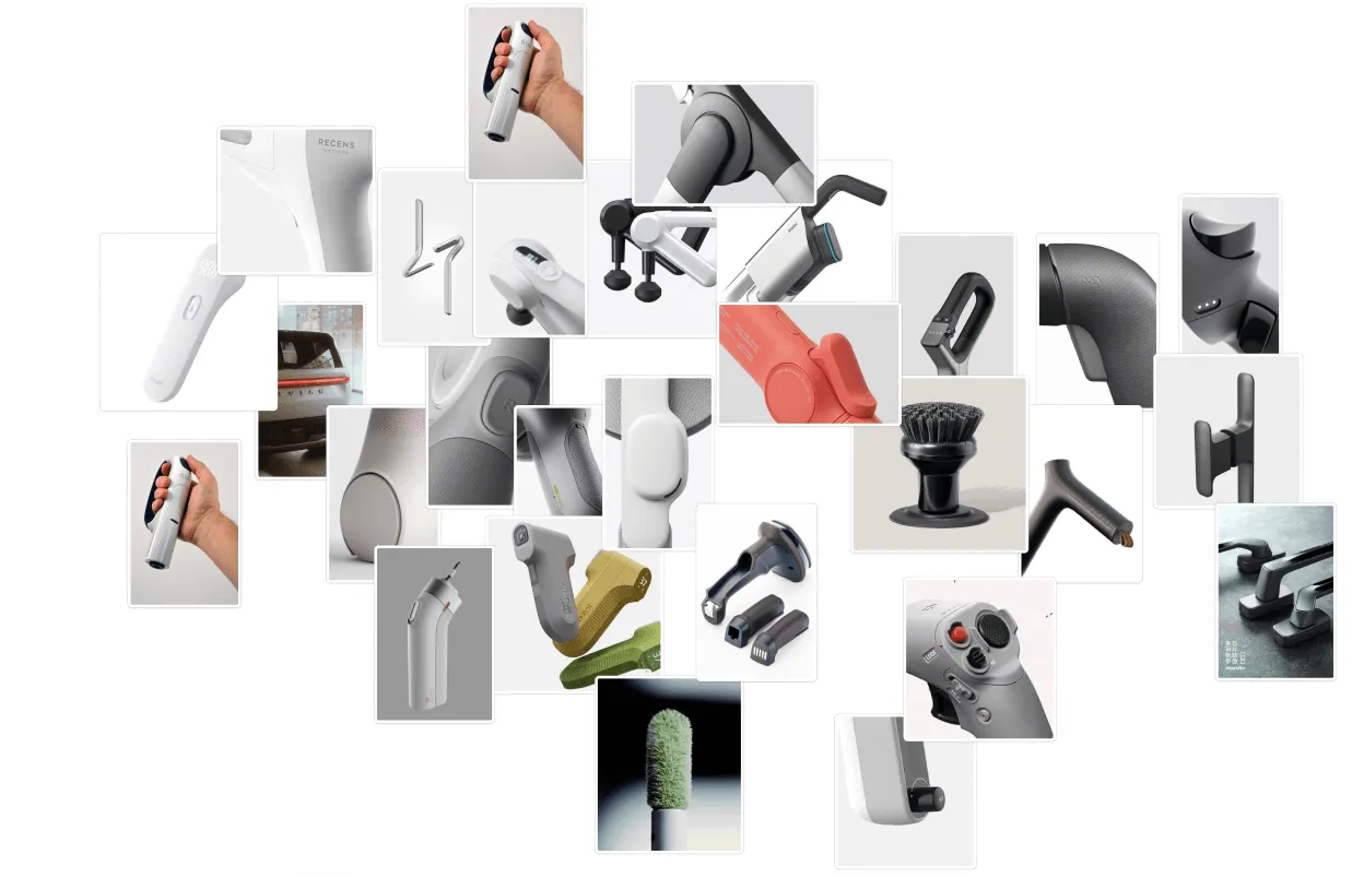 Visual moodboard exploring form language and product references