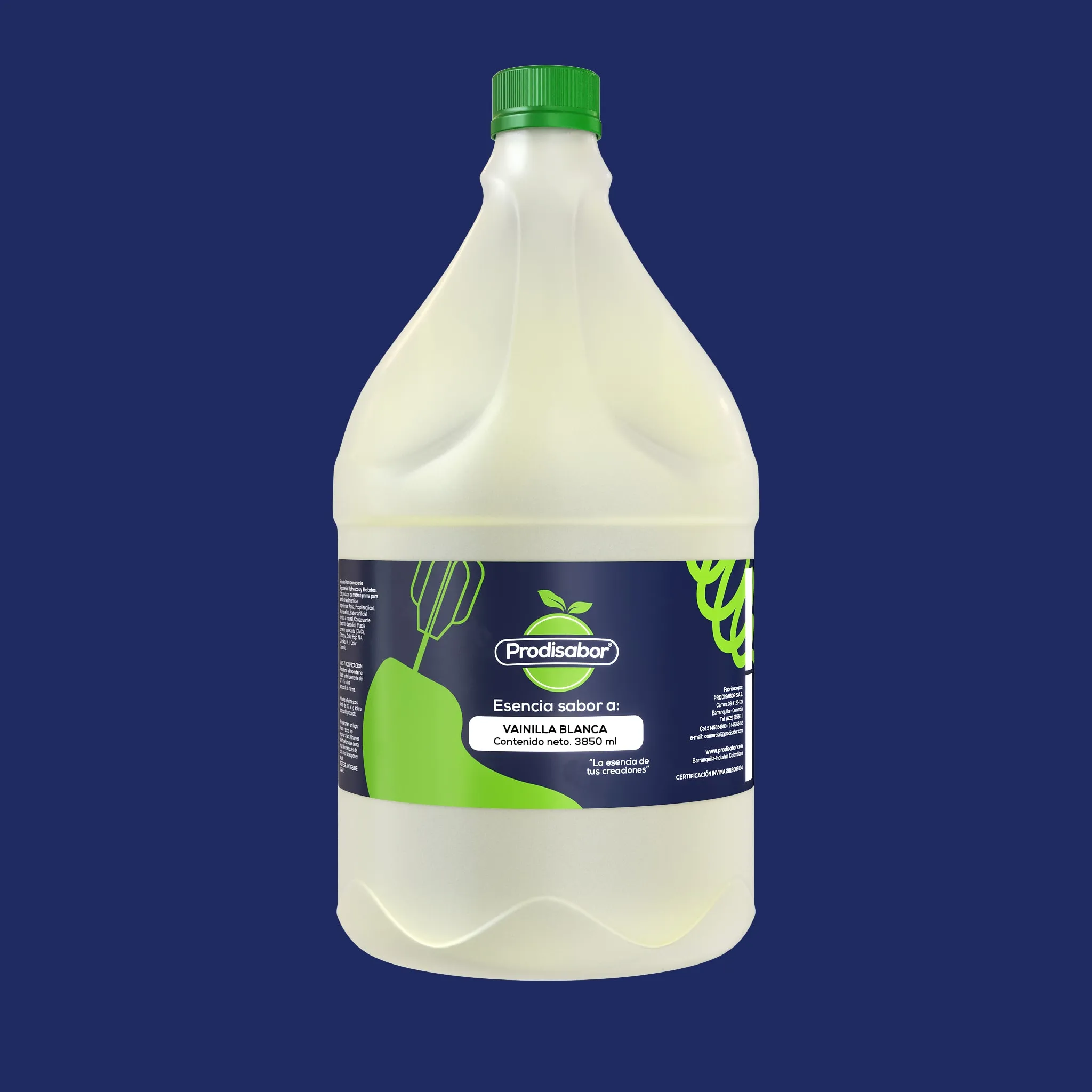White bottle render with product label on a neutral background