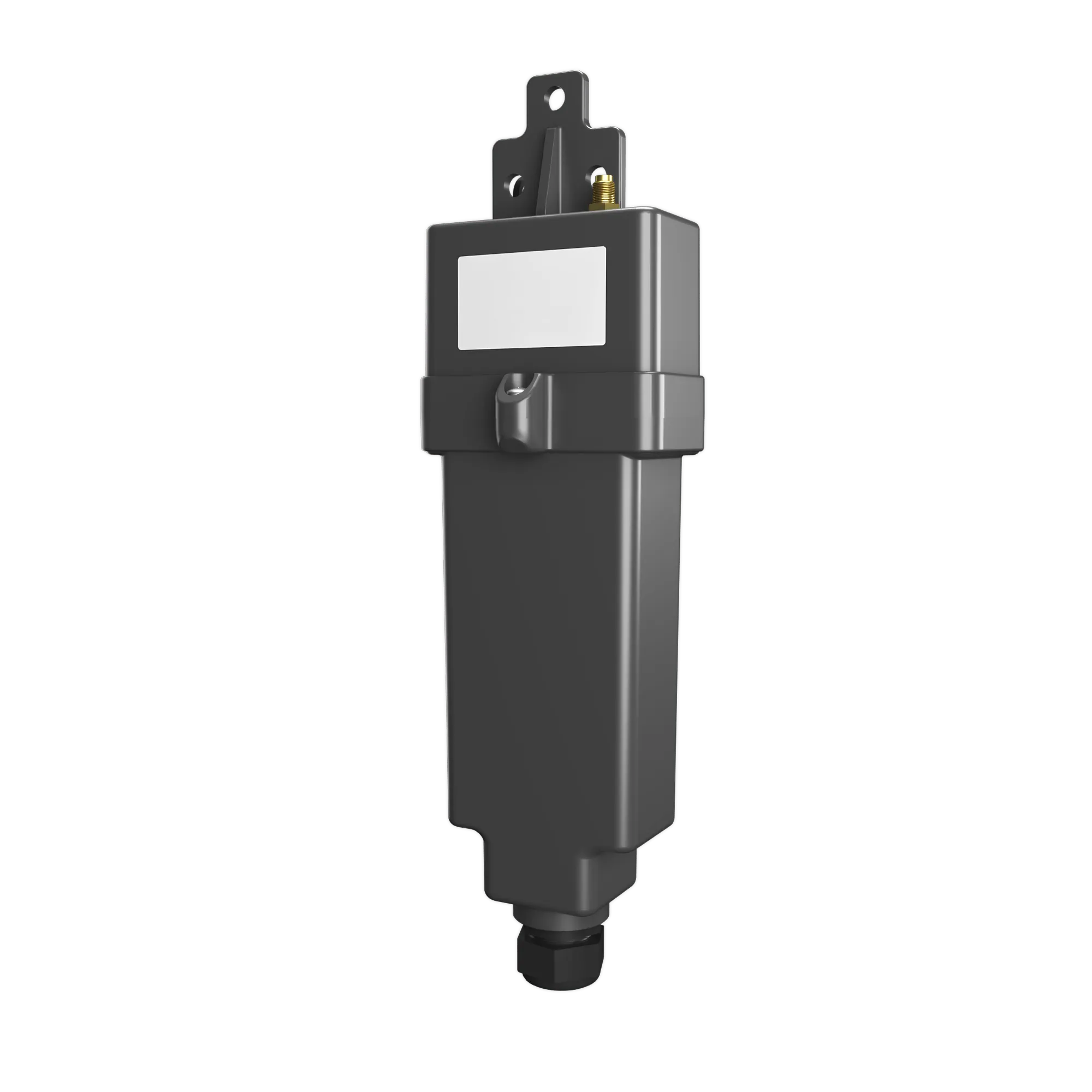 Final enclosure render — front face with label area