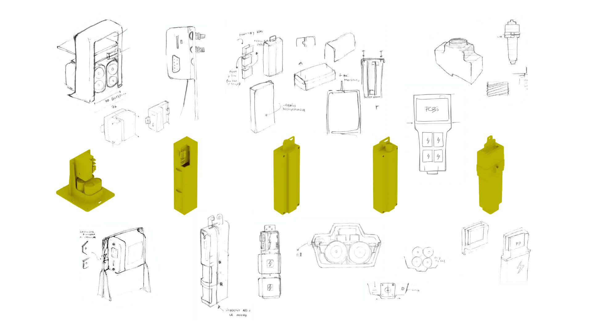 Enclosure concept sketches and component breakdown
