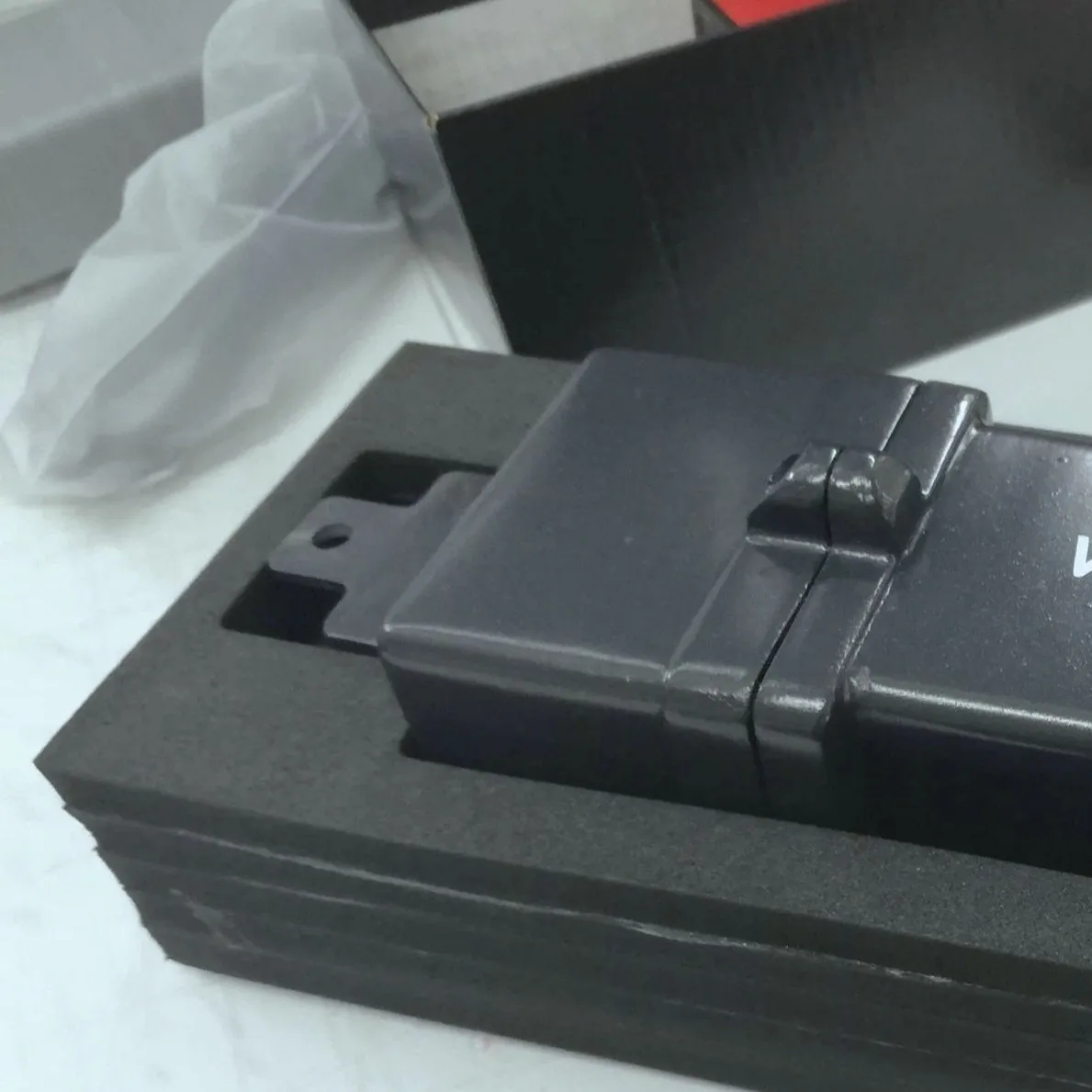 Assembled prototype enclosure with packaging foam